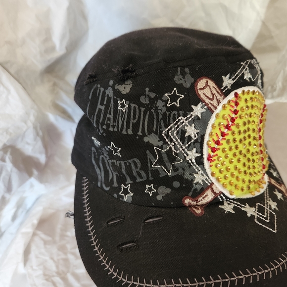 Distressed Bejeweled Embroidered "Leader" "L.O.G.A." champion softball hat. - Picture 7 of 10